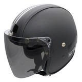 Capacete Moto Retro Aberto Custom Old School Couro Premium Cor Viseira Fume Tamanho Do Capacete M Veste 57 58