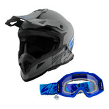 Capacete Off Road Cross Fast Gray Trilha Lançamento Óculos