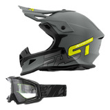 Capacete Off Road Motocross Trilha Fast Gray Oculos Blast