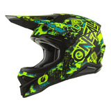 Capacete Oneal 3 Series Assault V22 Black neon Motocross
