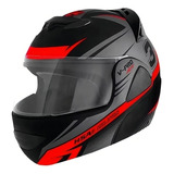Capacete Para Moto Escamoteável Pro Tork V pro Jet 3 Preto E Vermelho Jet 3 Tamanho 58