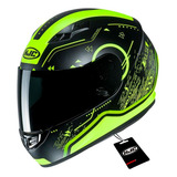 Capacete Para Moto Hjc Cs 15 Safa Preto verde Fechado
