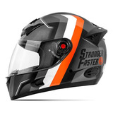 Capacete Para Moto Integral Etceter Stronger Faster Cor Cinza laranja Tamanho Do Capacete 56