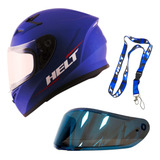 Capacete Polar Azul Helt 56 Viseira Azul Iridium Chaveiro