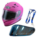 Capacete Polar Pink Helt 62 Viseira Iridium Chaveiro