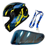 Capacete Polar Race Tech 64 Helt Viseira Azul Iridium