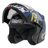 Capacete Robocop Escamoteável Fechado Mixs Gladiator Anubis Cor Azul Fosco Tamanho Do Capacete 56