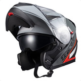 Capacete Texx Gladiator V3 Makan Cinza Vermelho Robocop