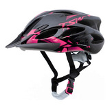 Capacete Tsw Preto Rosa Raptor 2 Bicicleta Sinalizador Led