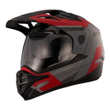 Capacete X11 Crossover Desert Óculos Moto Off Road Big Trail Cor Cinza E Vermelho Tamanho 58
