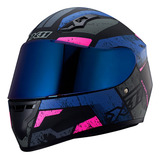 Capacete X11 Trust Pro Ballads Rosa Viseira Colorida Cor Azul rosa Tamanho Do Capacete 58