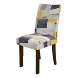 Capas Cadeira Jantar Spandex Kit 4 Lugares Decoração Moderna Cor Mármore Cinza