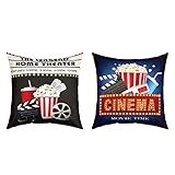 Capas De Almofada De Cinema 45 72 Cm X 45 72 Cm Conjunto De 2 Fronhas Macias De Cinema Para Sala De Estar Quarto Pipoca Cinema Vintage Decoração Antiga Fronhas Para Sofá Poltrona