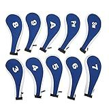 Capas Para Tacos De Golfe Com Zíper Capas Para Tacos De Ferro De Golfe Azul Royal Impressão De Número Anti Quebra Lavável Pacote Com 10 Para Amantes De Golfe Zíper Branco 