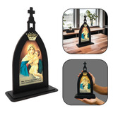 Capela Capelinha Mãe Rainha Com Coroa E Oração Madeira 27cm