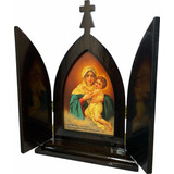 Capela Oratório Mãe Rainha Madeira Original C Porta 32cm