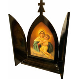 Capela Oratório Mãe Rainha Madeira Original C Porta 43cm
