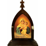 Capela Oratório Mãe Rainha Madeira Original S Porta 43cm