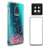 Capinha Anti Queda Chuva Corações Xiaomi Redmi Note 9 Pro Película De Vidro 3D Blindada Película Câmera