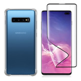 Capinha Capa Anti Queda Para Galaxy S10 Plus Pelicula 3d Cor Transparente