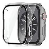 Capinha Case Capa Bumper Com Pelicula 2 Em 1 Com Vidro Embutido Premium Transparente Preta Branca Prata Proteção Para Apple Watch 45 Mm Series 7 Series 8 Series 9 Transparente 