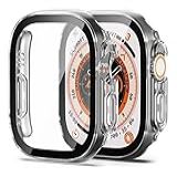 Capinha Case Capa Bumper Com Pelicula 2 Em 1 Com Vidro Embutido Premium Transparente Preta Prata Azul Proteção Para Apple Watch Ultra 1 49mm E Apple Watch Ultra 2 49 Mm Transparente 