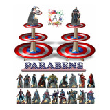Capitão América Kit 2 Suportes Para Doces Centro De Mesa