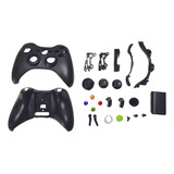 Carcaça Compatível Com Controle De Xbox 360 Preta Com Botões
