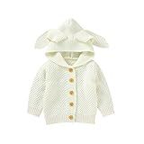 Cardigã Unissex Para Bebês Com Capuz Suéter Infantil Quente Casaco De Inverno Jaqueta De Inverno Suéter De Tricô De Bebê Branco 0 6 Meses