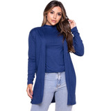 Cardigan Canelado Feminino Liso Kimono Blusa Frio Casaco 166