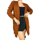 Cardigan Casaco Feminino Tricot Frio Grosso Moda Inverno