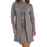 Cardigan Casaco Kimono Acinturado Feminino Manga Longa Basic