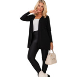 Cardigan Feminino Casaco Manga Longa Blazer Longo Sobretudo