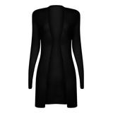 Cardigan Feminino Longo Trico Lã Blusa Tricot Liso