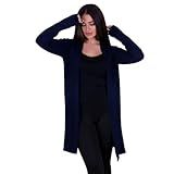 Cardigan Manga Longa Canelado Casaco Kimono De Inverno Feminino Tamanho GG Cor Azul Genero Mulher