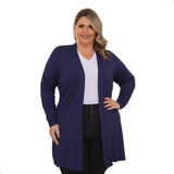 Cardigan Manga Longa Malha Kimono Plus Size Inverno