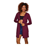 Cardigan Sobretudo Feminino Acinturado Manga Longa Slin