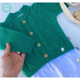 Cardigan Trico Luxo Verde Tricot Bebe