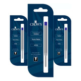 Carga Crown Parker Refil Caneta 3 Uni Azul   Preto Ca14007