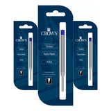 Carga Crown Parker Refil Caneta 3 Uni Azul   Preto Ca14007