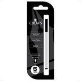 Carga Refil Caneta Crown Ca22007 Roller Azul Preto 5 Uni 
