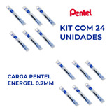 Carga Refil Caneta Pentel Energel Lr7 c 0 7 Azul Kit Com 24