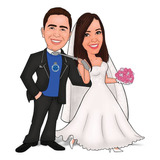 Caricatura Digital Colorida Casamento