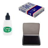 Carimbeira Almofada Carimbo Pilot N2 Preta Tinta Refil Top