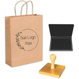 Carimbo 5x5 Cm Personalizado Almofada Para Sacola Kraft Exterior Mel