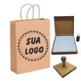 Carimbo Personalizado 14x14 Cm Almofada Para Sacola Kraft Tinta Preto Exterior Mel