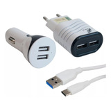 Carregador 3x1 Celular E Veicular Para Motorola Moto G Play