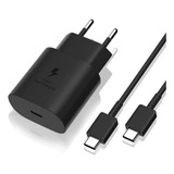 Carregador 45w Para Samsung Tipo C S9 S10 S20 S21 Note Cor Preto