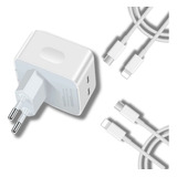 Carregador 50w Para iPhone X 11 12 13 14 Turbo Com 2 Cabo 2 Metros