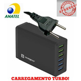 Carregador 6 Porta Usb Rápido 10a Universal Preto Sumexr